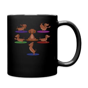 Zen Namaste Animal Meditation Cute Dachshund Yoga - Full Colour Mug - black - Right