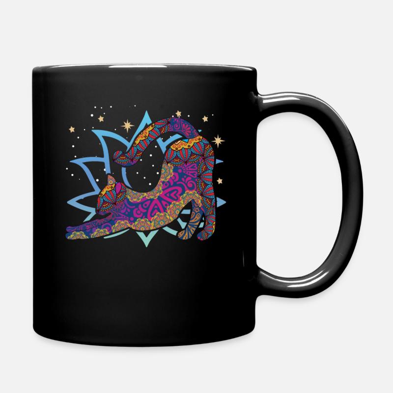 Namaste Animal Meditation Mandala Chat Yoga - Mug uni - noir