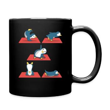 Zen Namaste Animal Meditation Kawaii Penguin Yoga - Full Colour Mug - black - Right