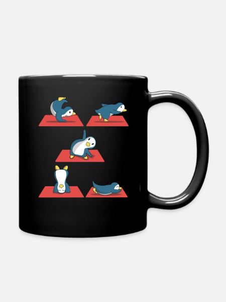 Zen Namaste Animal Meditation Kawaii Penguin Yoga - Tasse einfarbig - Schwarz