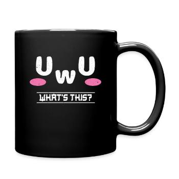 What Is UwU Face Vaporwave Anime Aesthetic Otaku - Full Colour Mug - black - Right