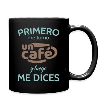 Zuerst trinke ich einen Kaffee - Tasse einfarbig - Schwarz - Rechts