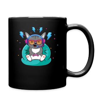Gaming Cat Cute Playing Video Game Lover Gaming - Full Colour Mug - black - Right