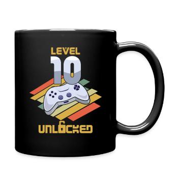 Retro Video Game Lover Age 10 Level Unlocked - Tasse einfarbig - Schwarz - Rechts