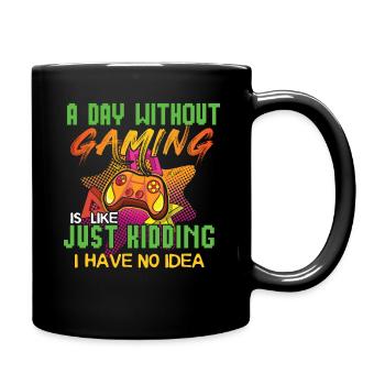 Video Game Lover Gamer A Day Without Gaming - Full Colour Mug - black - Right