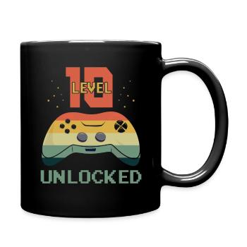 Vintage Video Game Lover Age 10 Level Unlocked - Tasse einfarbig - Schwarz - Rechts