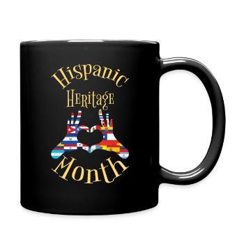 Flags Finger Hand Heart Hispanic Heritage Month - Full Colour Mug - black - Right