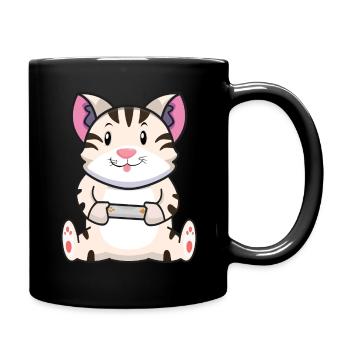 Kawaii Gaming Cat Playing Video Game Lover Gaming - Full Colour Mug - black - Right