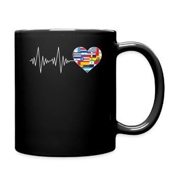Les cœurs battent les drapeaux espagnols Mois du patrimoine hispanique - Mug uni - noir - Droite