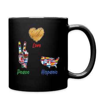 Love Peace Drapeaux hispaniques Mois du patrimoine hispanique - Mug uni - noir - Droite