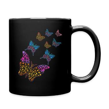 Butterfly Art Colorful International Dot Day - Full Colour Mug - black - Right