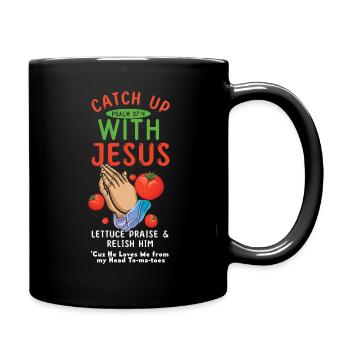 Priez que Tomato rattrape Jésus Christian - Mug uni - noir - Droite