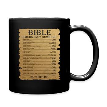 Funny Bible Emergency Number Jesus Christian - Tasse einfarbig - Schwarz - Rechts