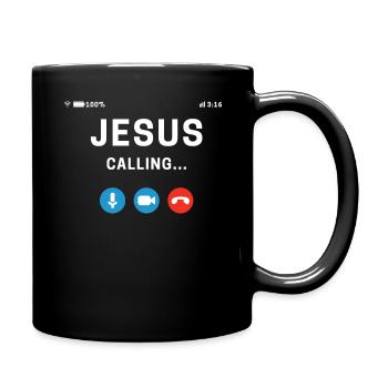 Jesus Calling Lord God Christian Love Jesus - Full Colour Mug - black - Right