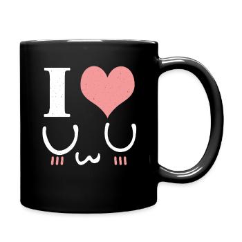 Love Blush UwU Face Vaporwave Anime Aesthetic - Full Colour Mug - black - Right