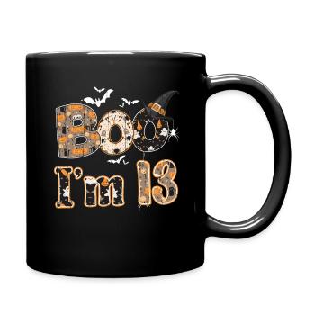 Halloween Pattern Ghost Creatures Birth Age 13 - Full Colour Mug - black - Right