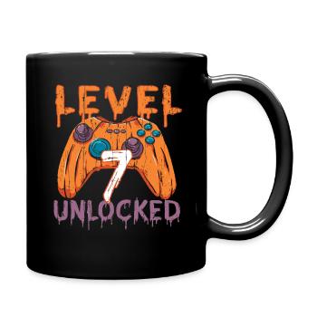 Halloween Pattern Pumpkin Game Gamer Birth Age 7 - Full Colour Mug - black - Right