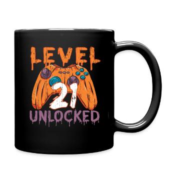 Halloween Pattern Pumpkin Game Gamer Birth Age 21 - Full Colour Mug - black - Right