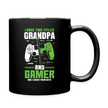Two Titles Grandpa Gamer Video Game Lover Gaming - Full Colour Mug - black - Right