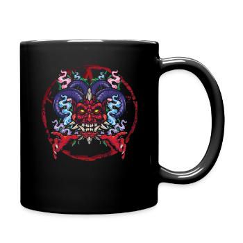 Pentagram Devil Demon Retro Horror Scary Halloween - Full Colour Mug - black - Right