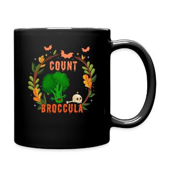 Cute Broccoli Vampire Horror Scary Halloween - Full Colour Mug - black - Right