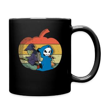 Vintage Witch Skeleton Horror Scary Halloween - Tasse einfarbig - Schwarz - Rechts
