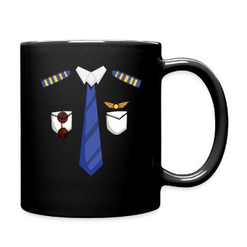 Funny Pilot Plane Costume For Halloween - Full Colour Mug - black - Right
