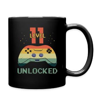 Vintage Video Game Lover Age 11 Level Unlocked - Tasse einfarbig - Schwarz - Rechts