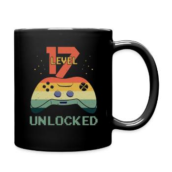 Vintage Video Game Lover Age 17 Level Unlocked - Full Colour Mug - black - Right