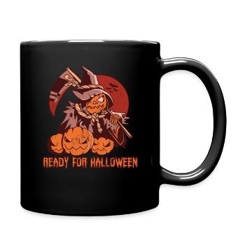 Horror Scythe Witch Pumpkin Ready Halloween - Full Colour Mug - black - Right