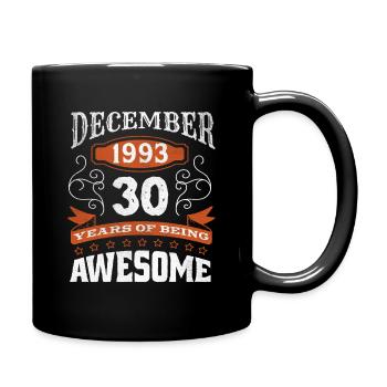 Vintage December 1993 30 Year Old Birth Awesome - Full Colour Mug - black - Right