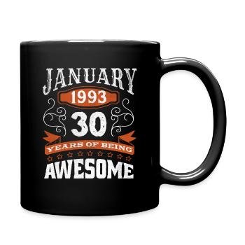 Vintage January 1993 30 Year Old Birth Awesome - Full Colour Mug - black - Right