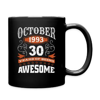 Vintage October 1993 30 Year Old Birth Awesome - Full Colour Mug - black - Right