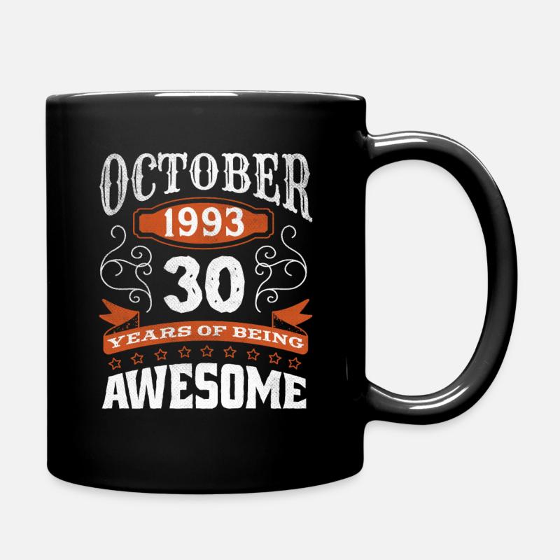Vintage October 1993 30 Year Old Birth Awesome - Tasse einfarbig - Schwarz