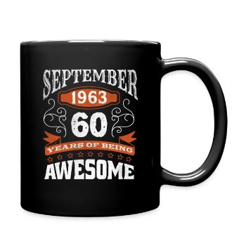 Vintage September 1963 60 Year Old Birth Awesome - Tasse einfarbig - Schwarz - Rechts