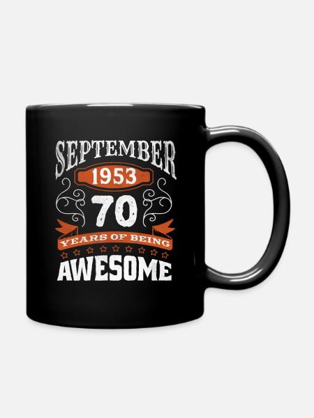 Vintage September 1953 70 Year Old Birth Awesome - Full Colour Mug - black
