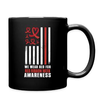 Red Flag Ribbon Heart Week Wear Red - Tasse einfarbig - Schwarz - Rechts