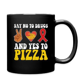Peace Ribbon Week Awareness Yes Pizza Wear Red - Tasse einfarbig - Schwarz - Rechts
