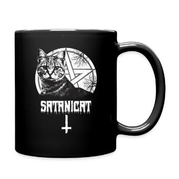 Pentagram Cute Cat Occult Satanic Gothic Halloween - Tasse einfarbig - Schwarz - Rechts