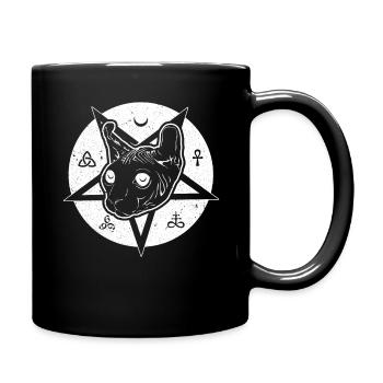 Pentagram Sphynx Cat Black Tarot Gothic Halloween - Tasse einfarbig - Schwarz - Rechts