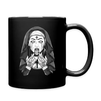 Occult Satanic Nun Devil Creepy Gothic Halloween - Tasse einfarbig - Schwarz - Rechts