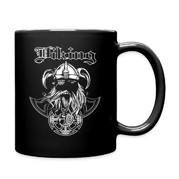 Viking Vikings with shield and axe - Full Colour Mug - black - Right