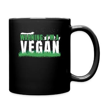 Farm Animals Vegetable Vegetarian Warning Vegan - Full Colour Mug - black - Right
