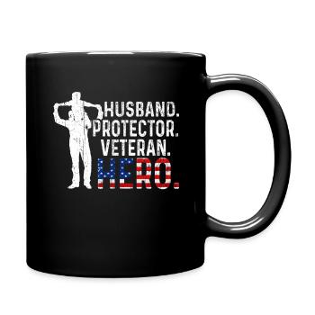 Hero Daddy Husband USA American Proud Veterans Day - Tasse einfarbig - Schwarz - Rechts