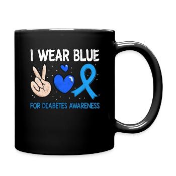 Love Peace November Blue Diabetes Awareness Month - Tasse einfarbig - Schwarz - Rechts