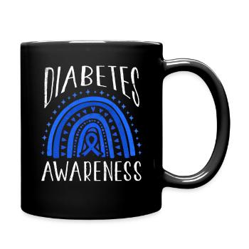 Rainbow Diabetes Awareness Blue Support November - Tasse einfarbig - Schwarz - Rechts