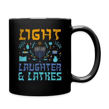 Light Latkes Jewish Christmas Jew Hanukkah Pattern - Full Colour Mug - black - Right