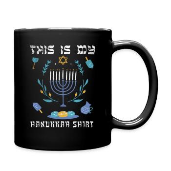 Jewish Christmas Jew This My Hanukkah Ornament - Full Colour Mug - black - Right