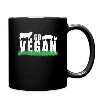 Farm Animals Vegetable Vegetarian Go Vegan - Tasse einfarbig - Schwarz - Rechts