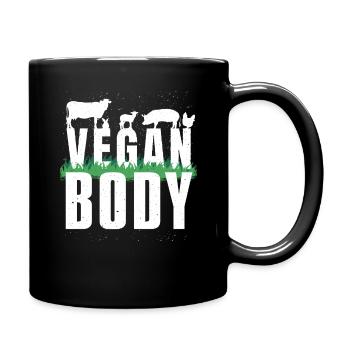 Farm Animals Vegetable Vegetarian Go Vegan Body - Tasse einfarbig - Schwarz - Rechts